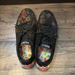 NOBULL Black Sneakers with Colorful Floral Design